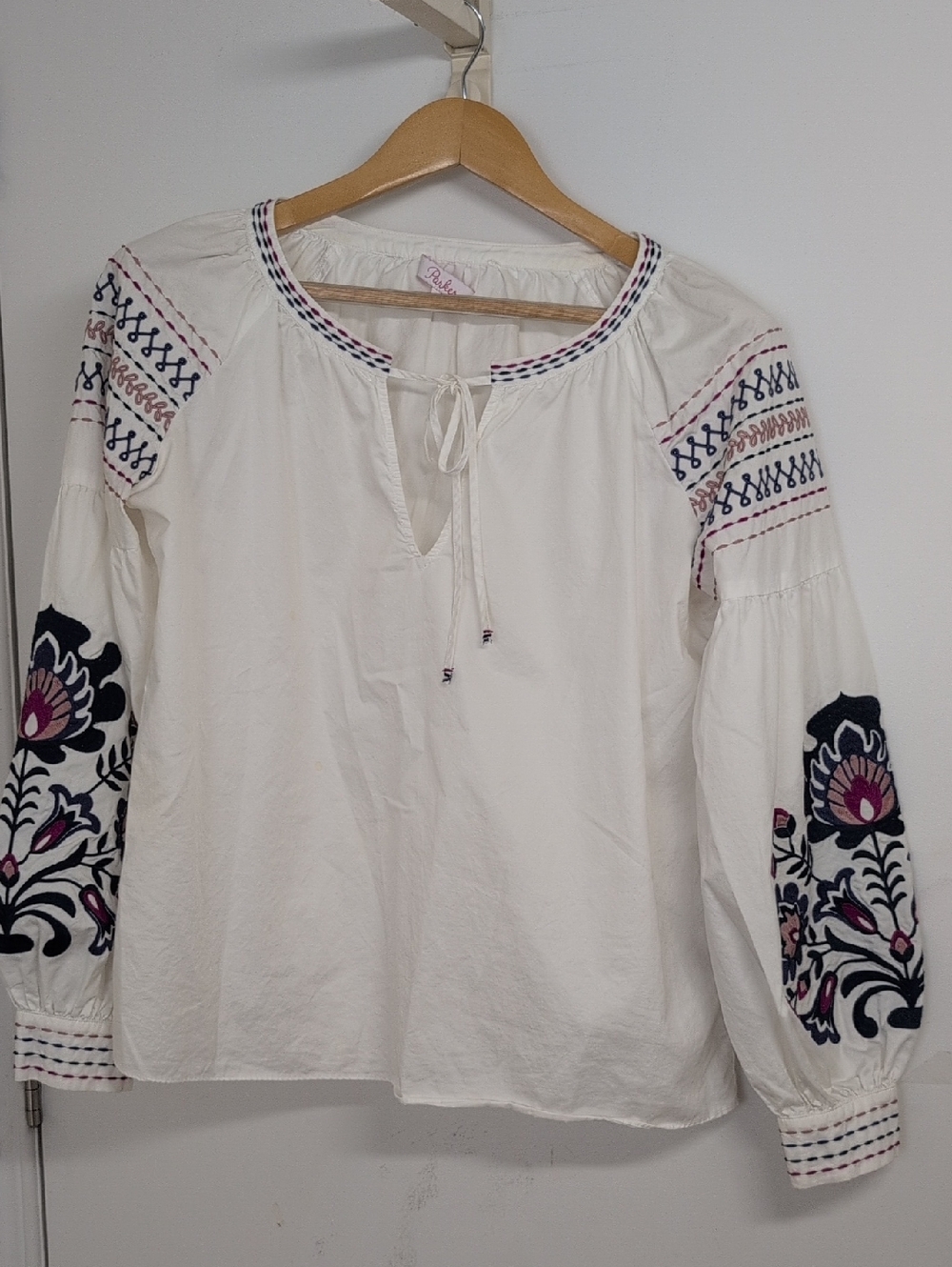PARKER EMBROIDERED BOHO PEASANT BLOUSE MEDIUM